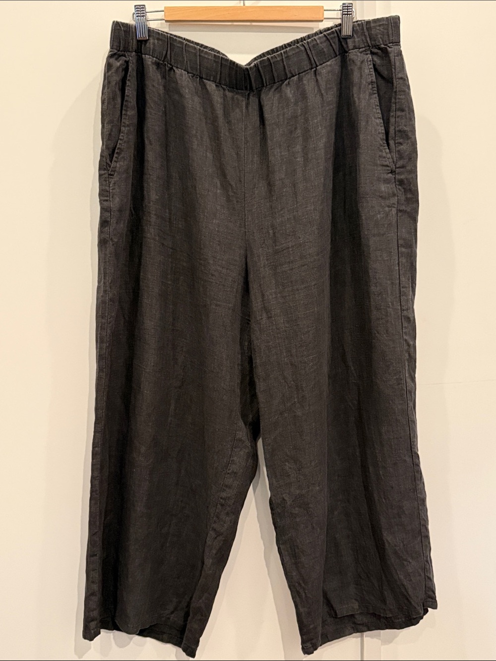 Eileen Fisher Black 100% Linen Loose Pants